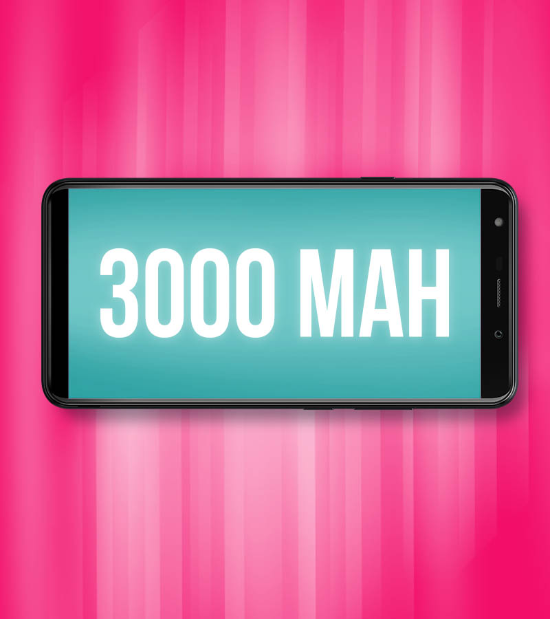 phone visual with 3000mAH in it and a pink background